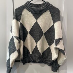 Pringle of Scotland x H&M Women's Gray and White Argyle Sweater